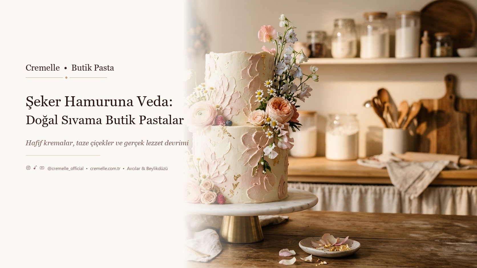 Şeker Hamursuz Doğal Sıvama Butik Pastalar